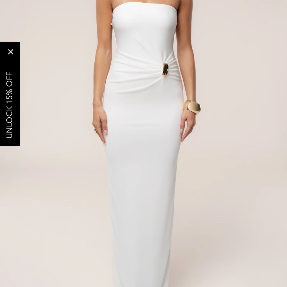 JLUXLABEL Strapless White Maxi Dress